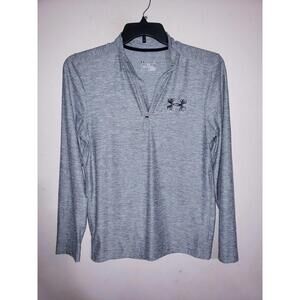 Mens Under Armour Long SLeeve Grey 1/4 Zip Pullover Size Small S ColdGear